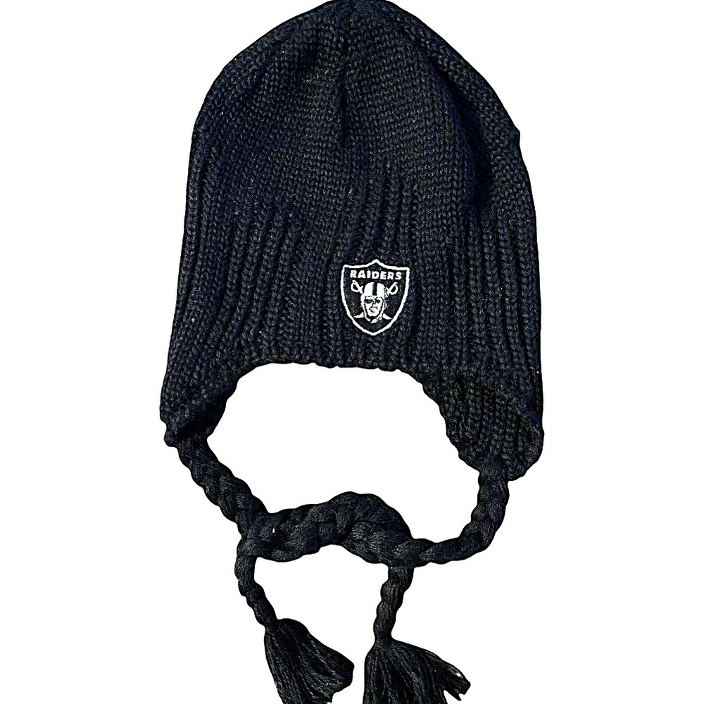 Oakland Raiders Women's Tassel Knit Beanie Hat Winter Ski Cap Chullo New NFL